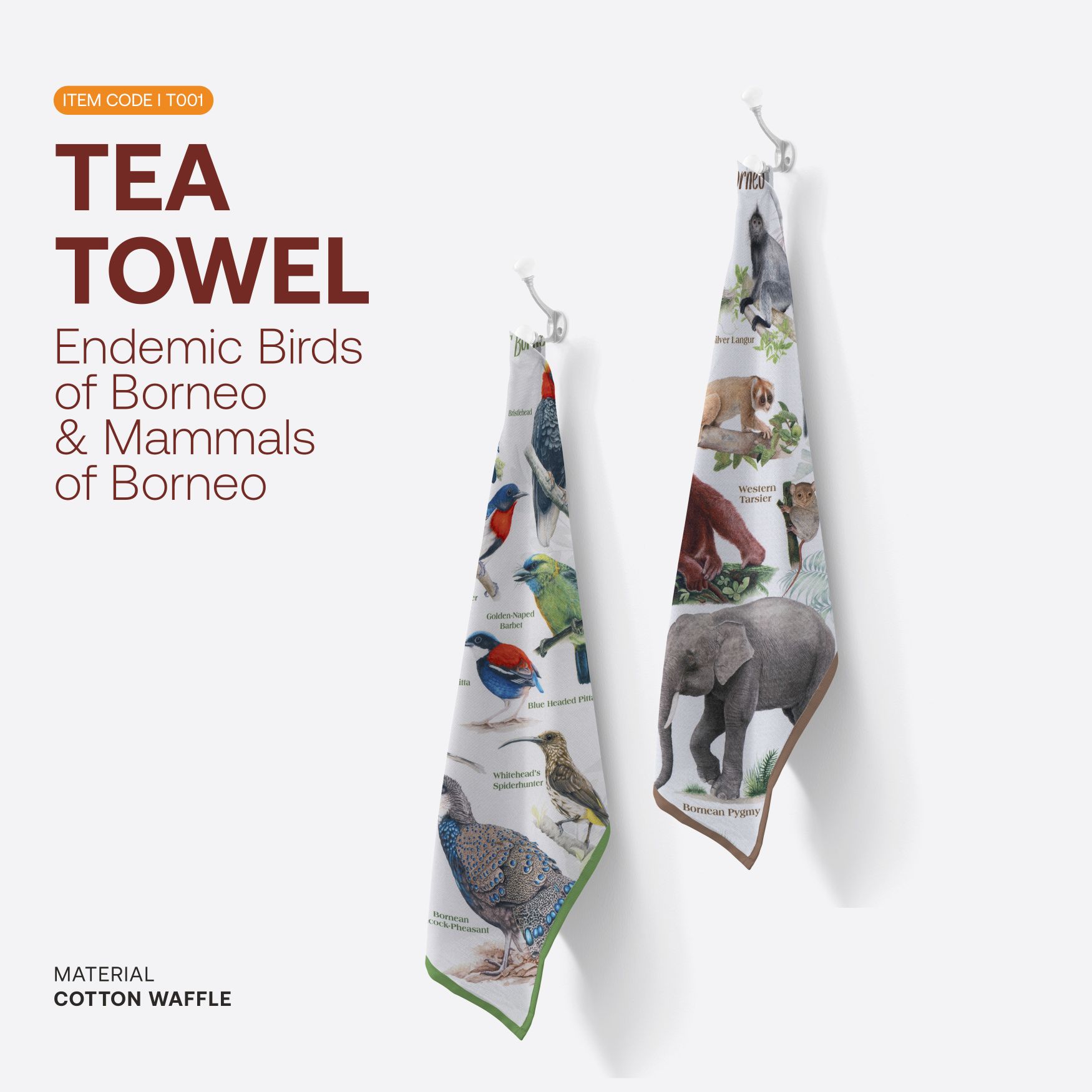 Tea Towel (Endemic Birds of Borneo)