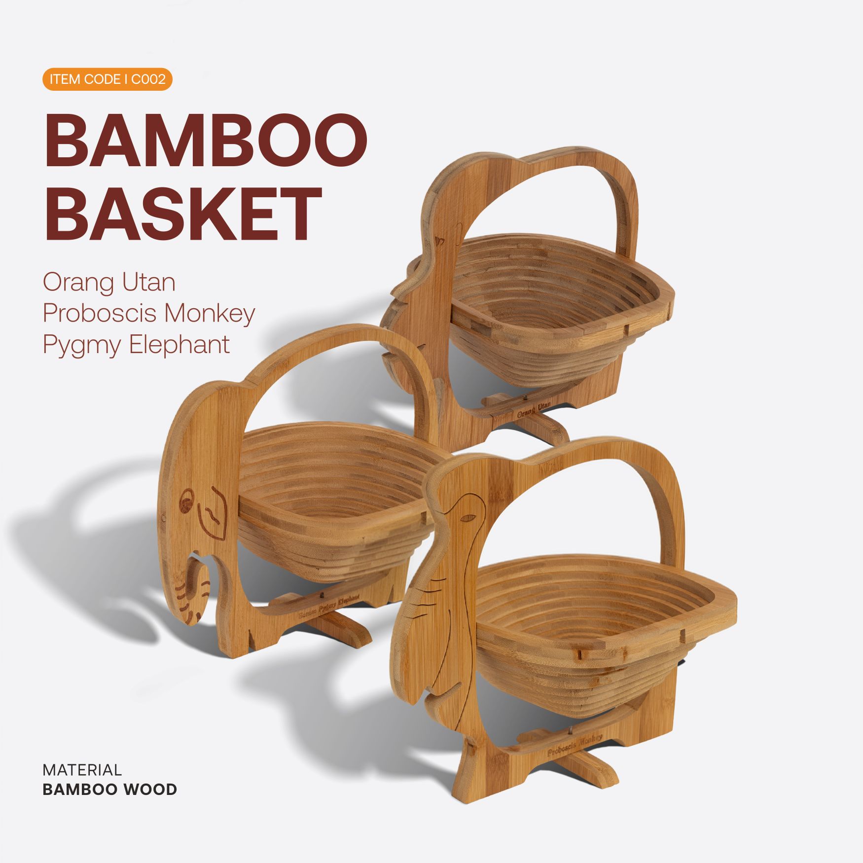 Borneo Animal Bamboo Basket